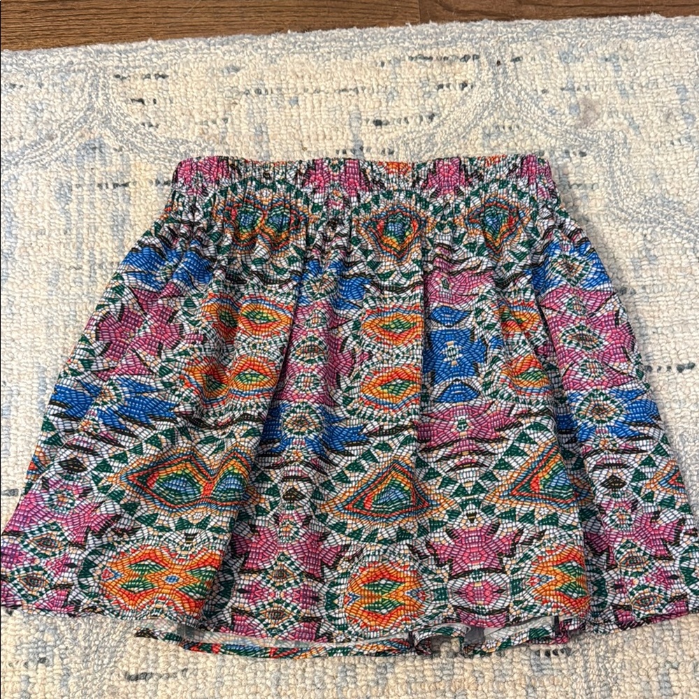 Lovers + Friends Blue Pink Smocked Skater Mini Skirt